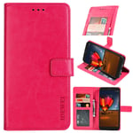 Oppo A92 Premium Leather Wallet Case [Card Slots] [Kickstand] [Magnetic Buckle] Flip Folio Cover for Oppo A92 Smartphone(Rose red)