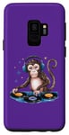 Coque pour Galaxy S9 Monkey Casque de DJ amusant pour homme, femme, enfant