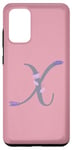 Galaxy S20+ Pink Elegant Lavender and Pearl Monogram Letter X Case