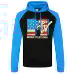 MTV Distressed USA-Flag Baseball Hoodie, Hoodie