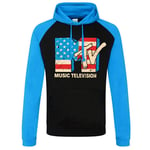 MTV Distressed USA-Flag Baseball Hoodie, Hoodie