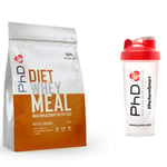 PhD Diet Whey Protein Powder MRP 770g Salted Caramel + PhD 600ml Shaker