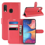 Samsung Galaxy A20E - läderfodral / plånbok Röd