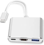 Adaptateur USB-C vers HDMI (prend en charge 4K / 30Hz) - Cable convertisseur 3 en 1 de type C pour MacBook Pro 2017/2018, MacBook, Mac Pro, IMac, Chromebook et autres appareils USB 3.0 Type-C