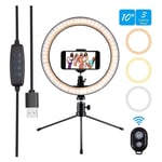 AJH 10" Ring Light Selfie Light Ring with Tripod Stand & Cell Phone Holder and Remote Control 3000-5500K 120 Bulbs Dimmable Beauty Desktop Ringlight for YouTube Video/Live Stream/Makeup