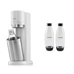 Sodastream Duo Sparkling Water Maker Machine - White + 2 Pack 1L BPA Free Water Bottle for Carbonated Drinks