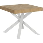 Itamoby - Table extensible 90x90/194 cm Clerk Plateau Chêne Nature - Pieds Blancs
