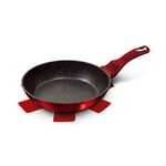 Professional Colorful Aluminum Non Stick Cooking Induction Marble Coating Frying Pan Metallic Soft Touch (Burgundy, 28cm)