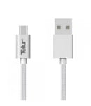 Data cable, USB to Micro USB, Nylon Braided, 1m Silver