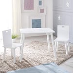 roba Ensemble Table + 2 Chaises Enfants - Pieds en Bois Massif - Style Scandinave - Laqué Blanc