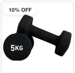 Dumbbells Hand Weights 5KG Fitness Mad Neoprene Gym Pair 5kg New