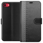 Apple iPhone 16e Plånboksfodral Black & Grey Leather