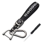Äkta läder bil logotyp nyckelring kompatibel med Dodge nyckelring läder nyckelring lämplig för kvinnor och män Dodge tillbehör