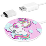 MUOOUM Cute Unicorn On Clouds Fast Wireless Charger, Wireless Charging Pad 10W Unibody Fast Charging Pad Compatible for iPhone, airpods or any Qi enabled Smartphone