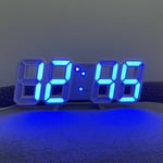 Lumière bleue blanche, horloge murale numérique led, luminosité réglable, grande horloge température horloge salon 3D pendule murale horloge