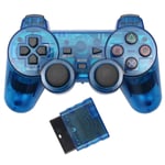 Manette Sans Fil Double Choc Vibration Contrôle Précis Sans Fil Sony Ps2 Playstation 2.4g Gamepad Joystick Télécommande Transparent Bleu