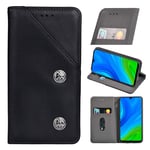 Oppo A72 Premium Leather Wallet Case [Card Slots] [Kickstand] [Magnetic Buckle] Flip Folio Cover for Oppo A72 Smartphone(Black)