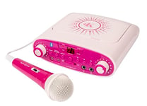 Easy Karaoke EKG88B Portable Bluetooth Karaoke Machine comes with 1 x microphone, Headphone socket and AUX for MP3 playback - Pink