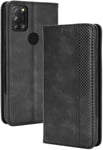 Compatible Pour Coque Alcatel 3x 2020, Antichoc Étui À Rabat En Cuir Pu Portefeuille Housse De Protection Avec Carte Fente Noir