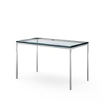 Knoll - Florence Knoll High Table, Rektangulär, 122 x 66 cm, skiva i Vit Calacatta marmor - Silver, Vit - Vit - Matbord - Metall/Sten