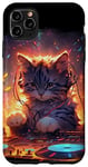 Coque pour iPhone 11 Pro Max Mignon bébé chat dj tournant platine, amateurs de musique, raves edm