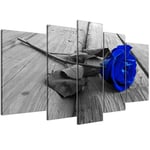 Verve Jelly Canvas Wall Art for Living Room Rose Painting Royal Blue Black and White Floral Pictures - Big Modern Flower Prints - 5 Multi Panel Canvas Wall Art for Bedroom,No Frame