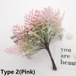 6pcs/bundle Artificial Flowers Simulation Plants Faux Grass Type 2(pink)