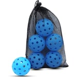 Pickleballbollar, 6-pack 40 Hål Utomhus Pickleballs, Hög Elasticitet & Hållbara Picklebollar för Alla Typer av Pickleballracketar, 74mm blue