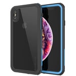 PunkCase Waterproof Case [Rapture Series] Protective IP68 Certified Full Body Cover W/Build In Screen Protector [Clear Back] Dustproof, Shockproof, Snowproof Compatible W/Apple iPhone XS Max (Blue)