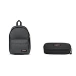 EASTPAK OUT OF OFFICE Backpack, 27 L - Black Denim (Grey) OVAL SINGLE Pencil Case, 5 x 22 x 9 cm - Black (Black)