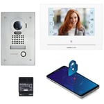 Aiphone - Kit interphone vidéo connecté JOS1FW, commande à distance par smartphone, portier vidéo avec platine encastrée, écran 7 & module wifi