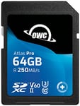 OWC Atlas Pro SDXC UHS-II V60 Media Card, Carte mémoire économique et de qualité supérieure pour Les Photos Les Plus courantes et Les utilisations de Capture vidéo jusqu'à 4K - 64 Go