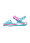 Crocs Crocband Sandals, Unisex-Kids Sandals, Lightweight and with Secure Fit, in Digital Aqua Strap and Stripe Detail, Size C11 UK