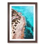 Big Box Art Lighthouse On The Coast of Spain Painting Framed Wall Art Picture Print Ready to Hang, Walnut A2 (62 x 45 cm)