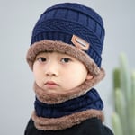 Kids Winter Plush Woolen Warms Scarf Set Thickened Knitted Hat Bzq