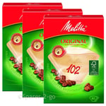 Genuine Original MELITTA 102 Paper Filters Coffee Machine Brown Filter Box x 3