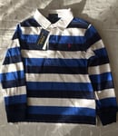 Ralph Lauren  Boy's Striped 100% Cotton  Rugby Polo Shirt (Size 7 Years)