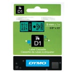 Dymo Tejp D1 9mmx7m svart/grön