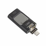 Clé USB externe i-Flash 3 en 1 OTG Pour iPhone 8 / 7 / 6 / 6S / 5 / iPad et téléphones Samsung 128 Go Noir