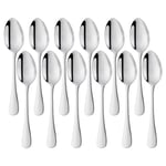 Meisha Fine Stainless Steel Dessert Spoons Dinner Spoon Milk Spoons Ice Cream Spoons Set of 12 (18.7 cm,7.3 inches) - Silver