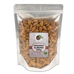 Organic Village Rich Organic Raw Almonds- Nutty Crunchy Premium Almonds-Ultimate Vegan Protein - Dried Unpeeled Unroasted Almonds- Resealable Pouch -Nature Inspired Superior Value Pack- 250g