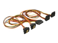 Delock - Strömdelare - SATA-ström (P) spärrad till SATA-ström (R) metallklämma - 3.3 / 5 / 12 V - 50 cm - svart, gul, röd, orange