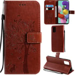 DodoBuy Samsung Galaxy Note 20 Case Cat Tree Pattern PU Leather Flip Cover Wallet Stand with Card/Cash Slots Packet Wrist Strap Magnetic Clasp for Samsung Galaxy Note 20 - Brown