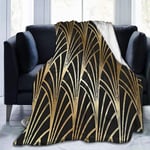 HGGZJUA Sofa Bed Blankets Throw,Art Nouveau Art Deco Gold Black Pattern Super Soft Warm Cosy Fur Blanket Throw With Settees/Sofa/Chairs/Couch - Lightweight Warm And Cozy Suitable 60"X50"In