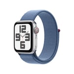 Apple Watch SE (2ᵉ génération, 2023) (40 mm GPS + Cellular) Smartwatch avec boîtier Aluminium Argent et Boucle Sport Bleu d’Hiver. Suivi de l’activité Physique et du Sommeil, Neutre en Carbone