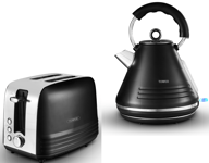 Tower Ash Black 1.7L 3KW Pyramid Kettle & 2 Slice Toaster Contemporary Set