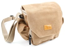 DURAGADGET Light Brown Canvas Carry Bag with Adjustable Strap & Internal Divider - Compatible with Vtech KidiZoom Studio & Vtech KidiZoom PrintCam Digital Cameras & Accessories