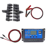 Regulatorpaket med solcellskablar, regulator 10A, och batterikablar, PWM