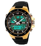 SKMEI Sports Watch LED Analogue-Digital Light Alarm Chronograph Mulitfunction Mens/Womens Wrist Watches-Black
