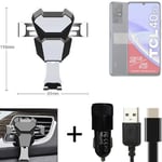  For TCL 40 SE Airvent mount + CHARGER holder cradle bracket car clamp